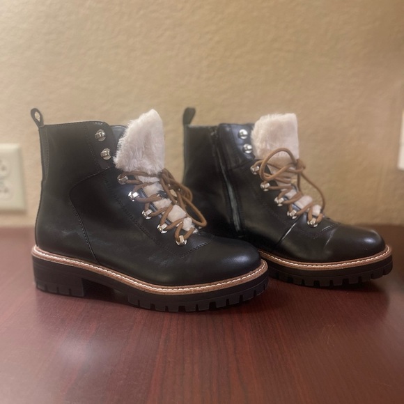 Target Black Combat Moto Boots with Rugged Sole - Picture 2 of 14